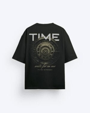 best black oversized t-shirt  online, black black tshirts, affordable black tshirts store near me, tshirts for men & women, buy backprint black tshirts: time machine backprint on a black t-shirt, black tshirts, tshirts on sale