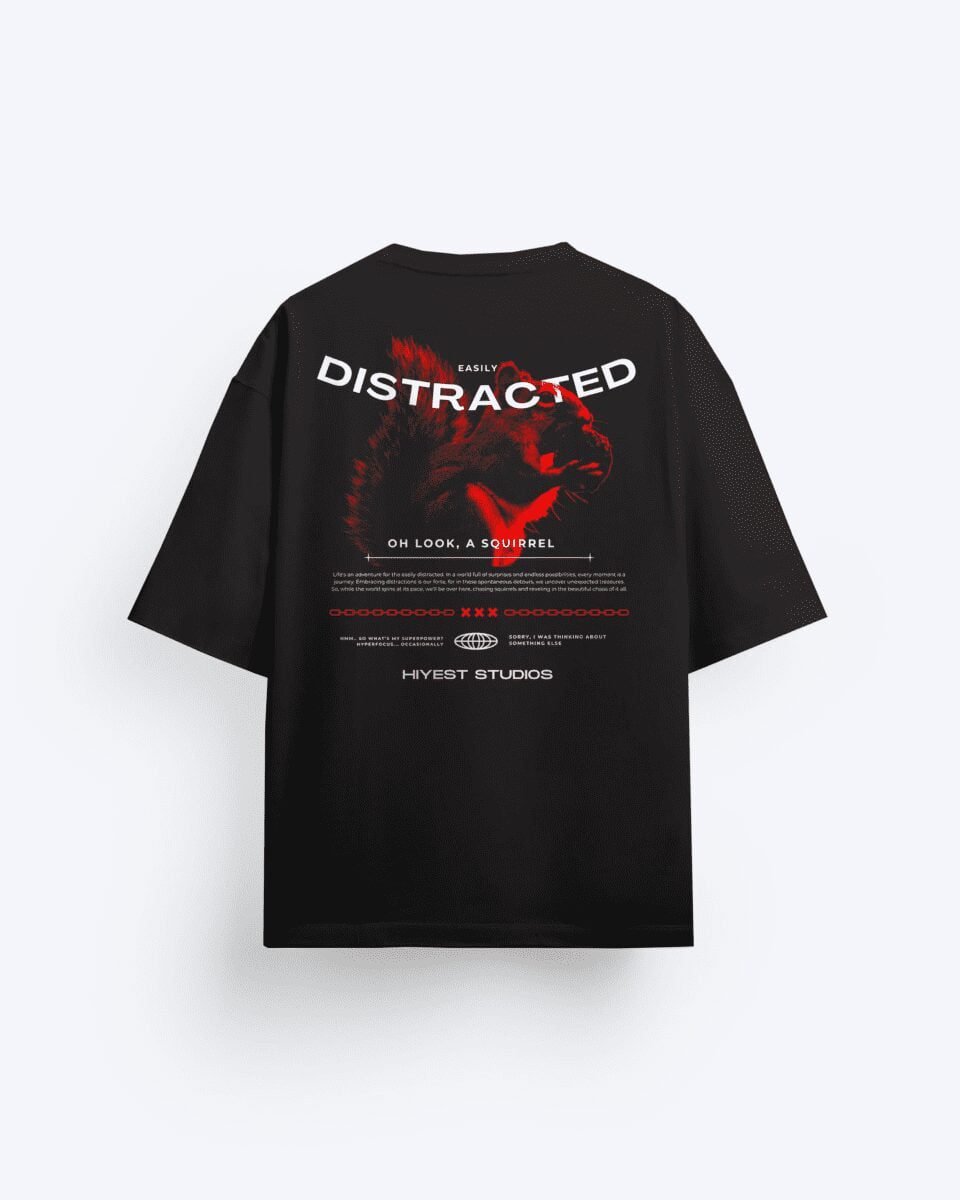 top-rated backprint black tshirts: easily distracted, a squirrel, adhd t-shirt, black black tshirts, best black tshirts  online, black tshirts, tshirts for men & women, affordable black oversized t-shirt store near me, tshirts on sale