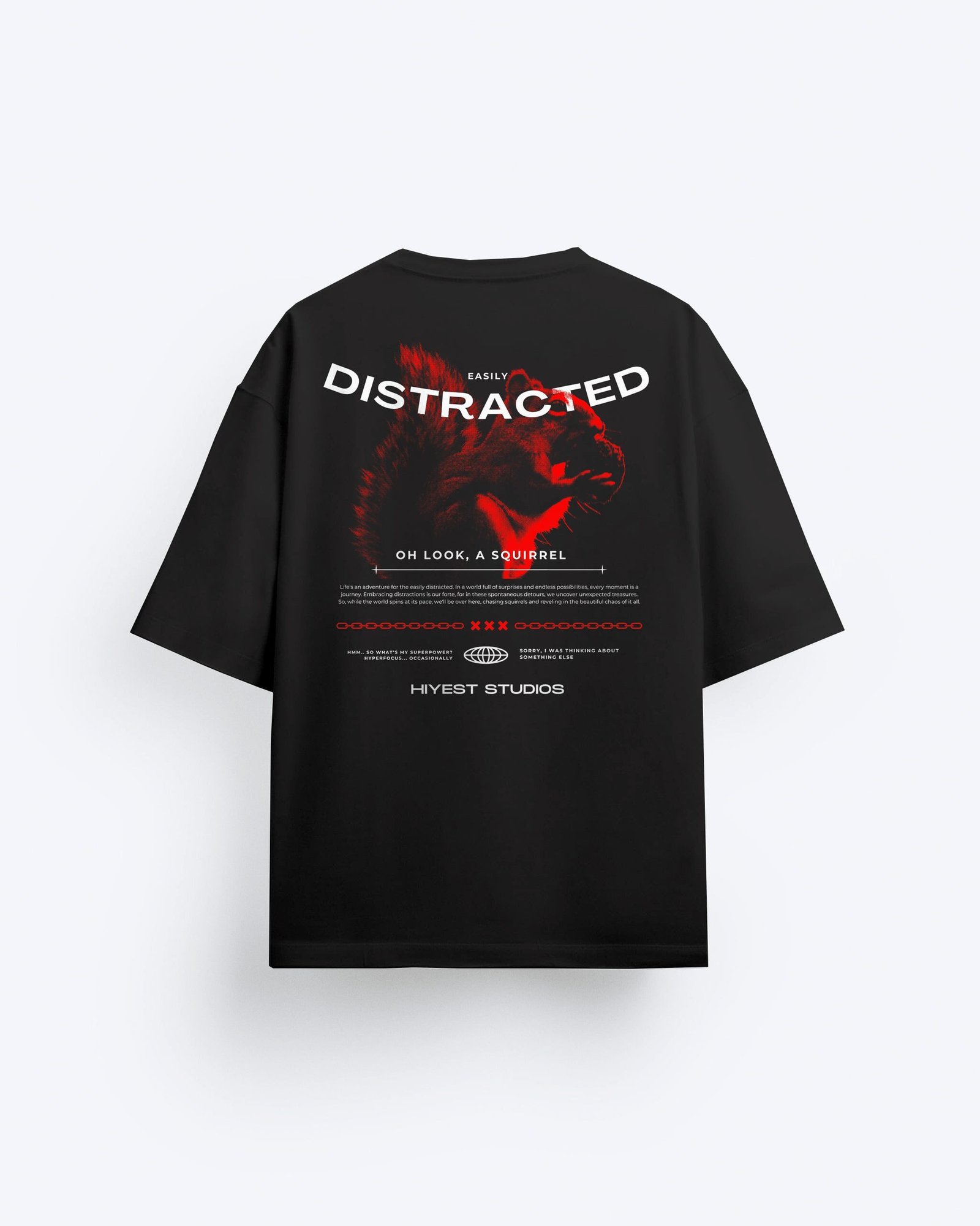 Buy Black Oversized T-Shirt - Easily Distracted - Amazing Backprint