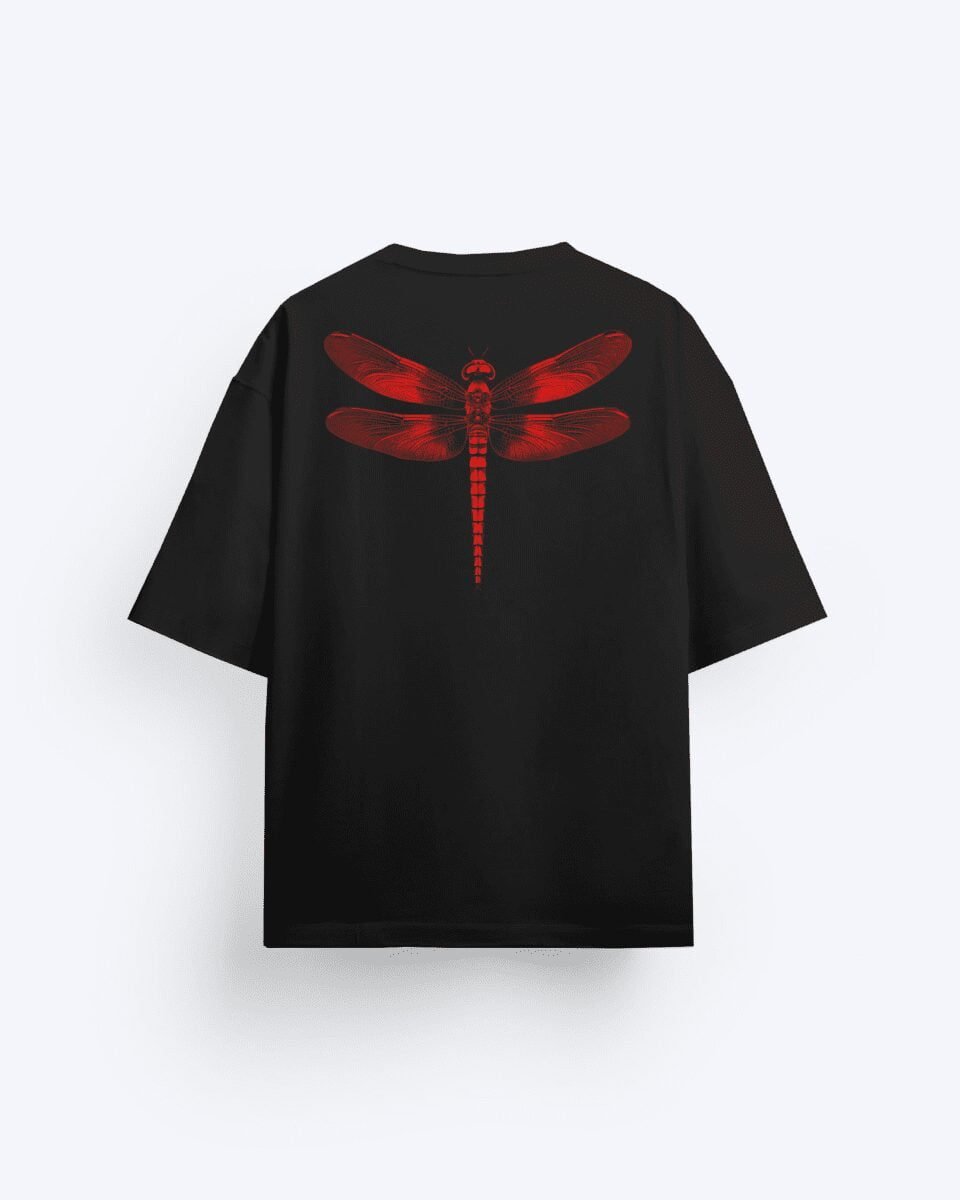 premium black oversized t-shirt  online, best black tshirts on sale, tshirts for men & women, buy backprint black tshirts: red dragonfly on a black t-shirt, black tshirts, tshirts store near me, black black tshirts